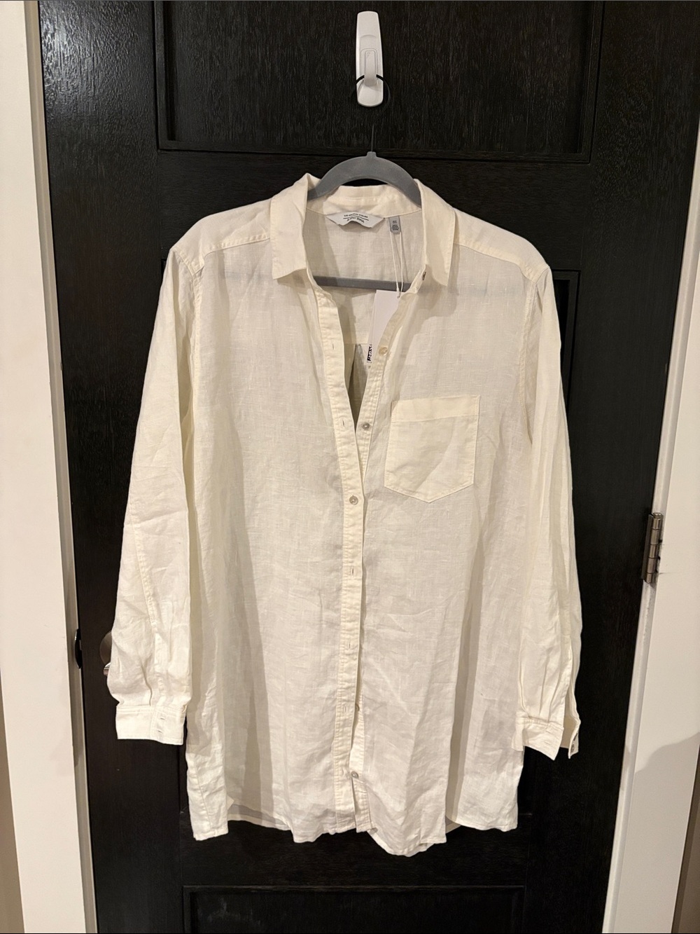& other stories linen button down tunic summer wear lightweight cream sz M NWT
